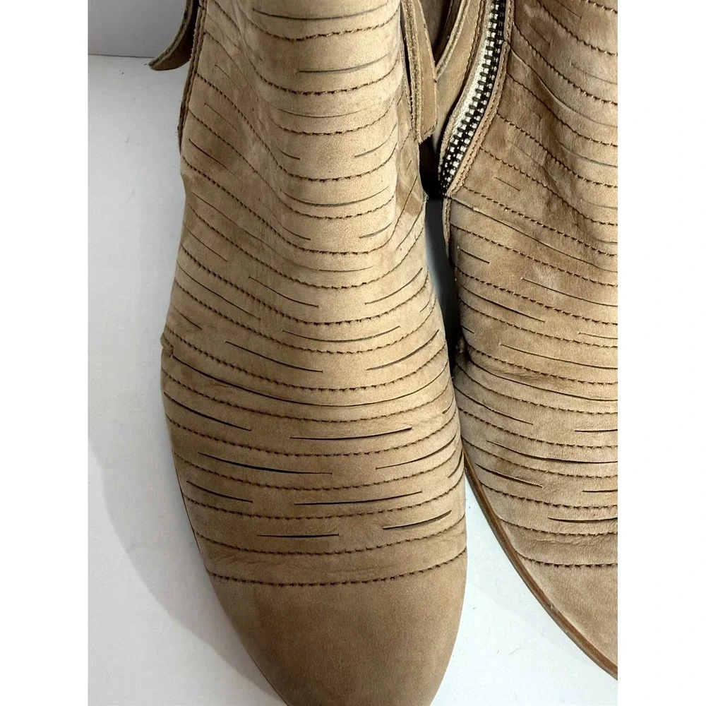 Paul Green Shasta Sliced Women Bootie 3 Brown Leather Side Zip Heeled Ankle Boot
